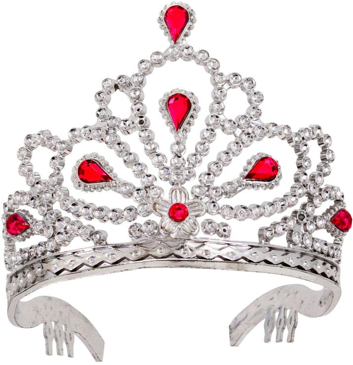 WM Τιάρα Ασημί Με Ροζ Διαμάντια (01265) (0)