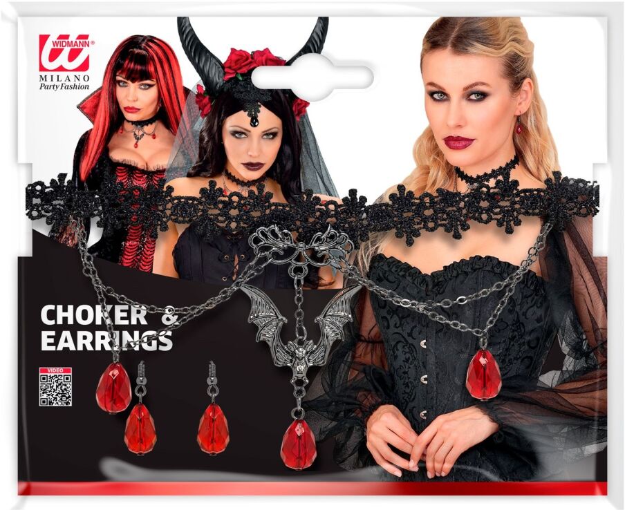 WM Σετ Τσόκερ & Σκουλαρίκια Gothic Vampiress (10592) (1)