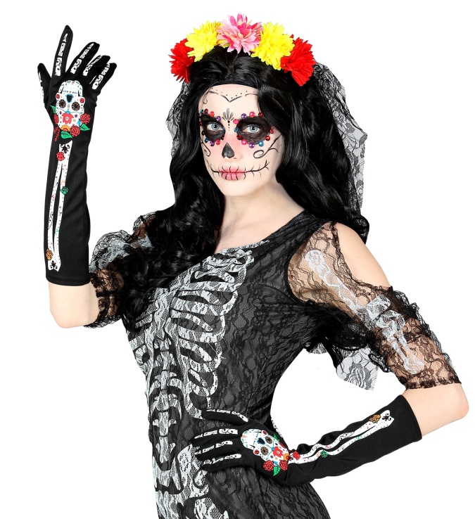 WM Γάντια Dia De Los Muertos 40cm (34279) (2)