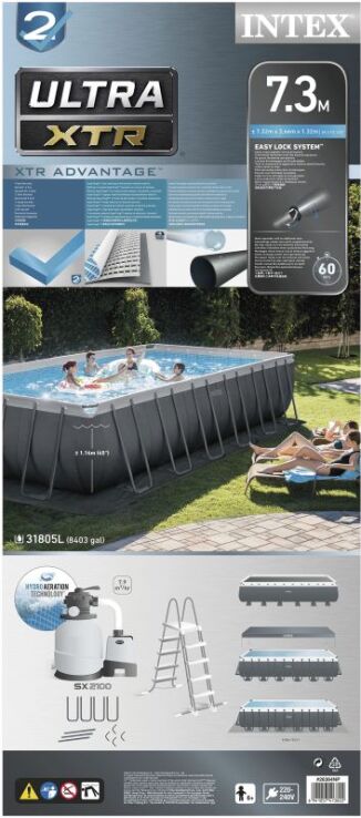 Intex Πισίνα-Ultra Xtr Rectangular Frame 7.32m x 3.66m x 1.32m (26364NP) (1)