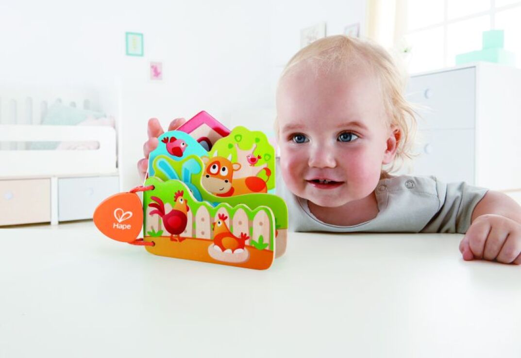 Hape Early Explorer Ξύλινο Baby's Farm Animal Βιβλιαράκι (E0046A) (2)