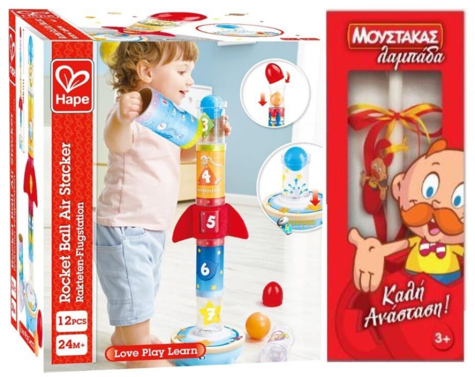 Λαμπάδα Hape Early Explorer Ξύλινος Πύραυλος Ball Air Stacker (E0387B) (0)