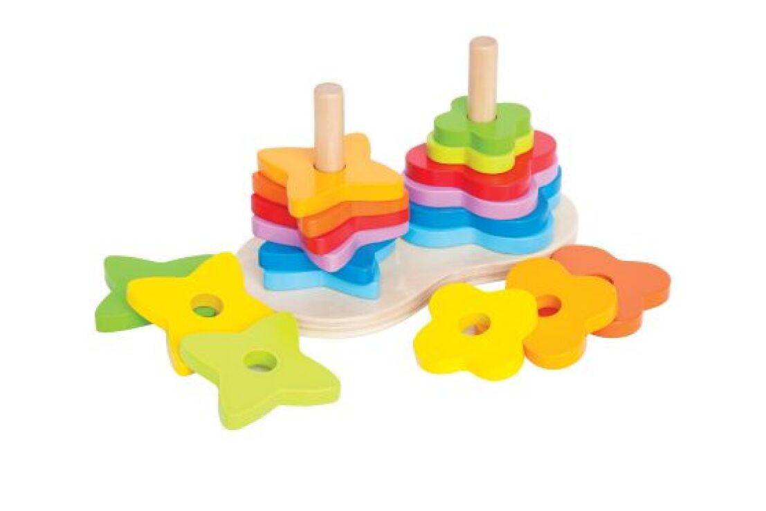 Hape Early Explorer Διπλή Ξύλινη Πυραμίδα Rainbow Stacker (E0406A) (1)