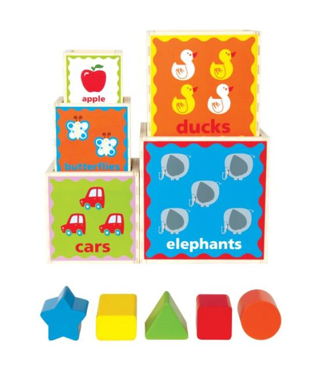 Hape Early Explorer Ξύλινη Πυραμίδα Με Κύβους (E0413A) (1)