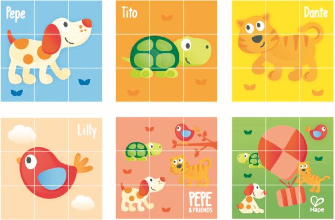 Hape Pepe & Friends Ξύλινο Πάζλ Κύβοι Friendship (E0452A) (1)