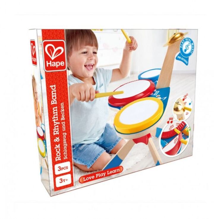 Hape Early Melodies Ξύλινα Drums Set Rock & Rhythm Band (E0613) (1)