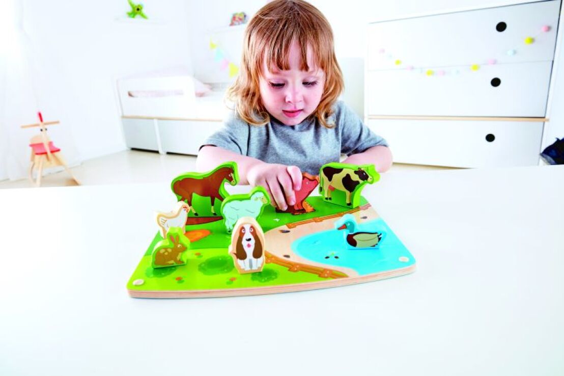 Hape Puzzle & Play Ξύλινο Παζλ Ζωάκια Φάρμας (E1454A) (2)