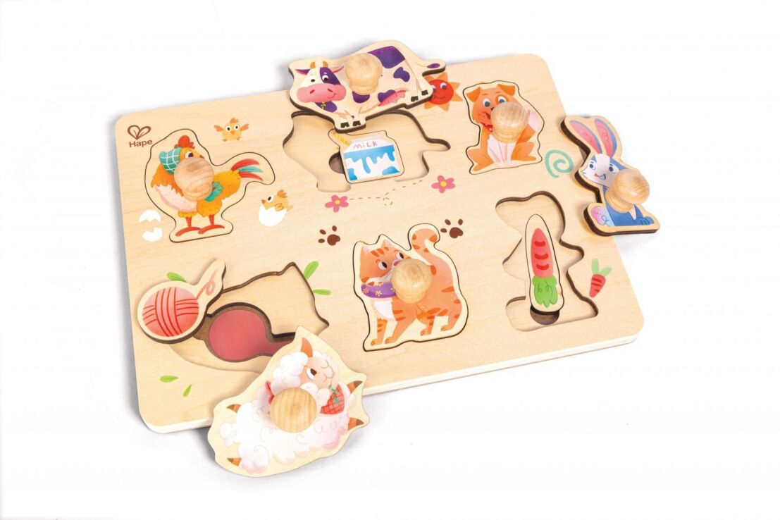 Hape Happy Puzzles Ξύλινο Παζλ Ζωάκια Φάρμας (E1655) (0)