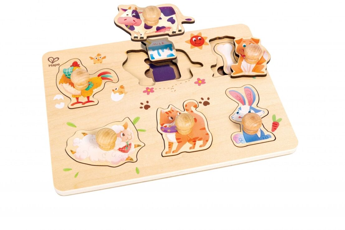 Hape Happy Puzzles Ξύλινο Παζλ Ζωάκια Φάρμας (E1655) (2)
