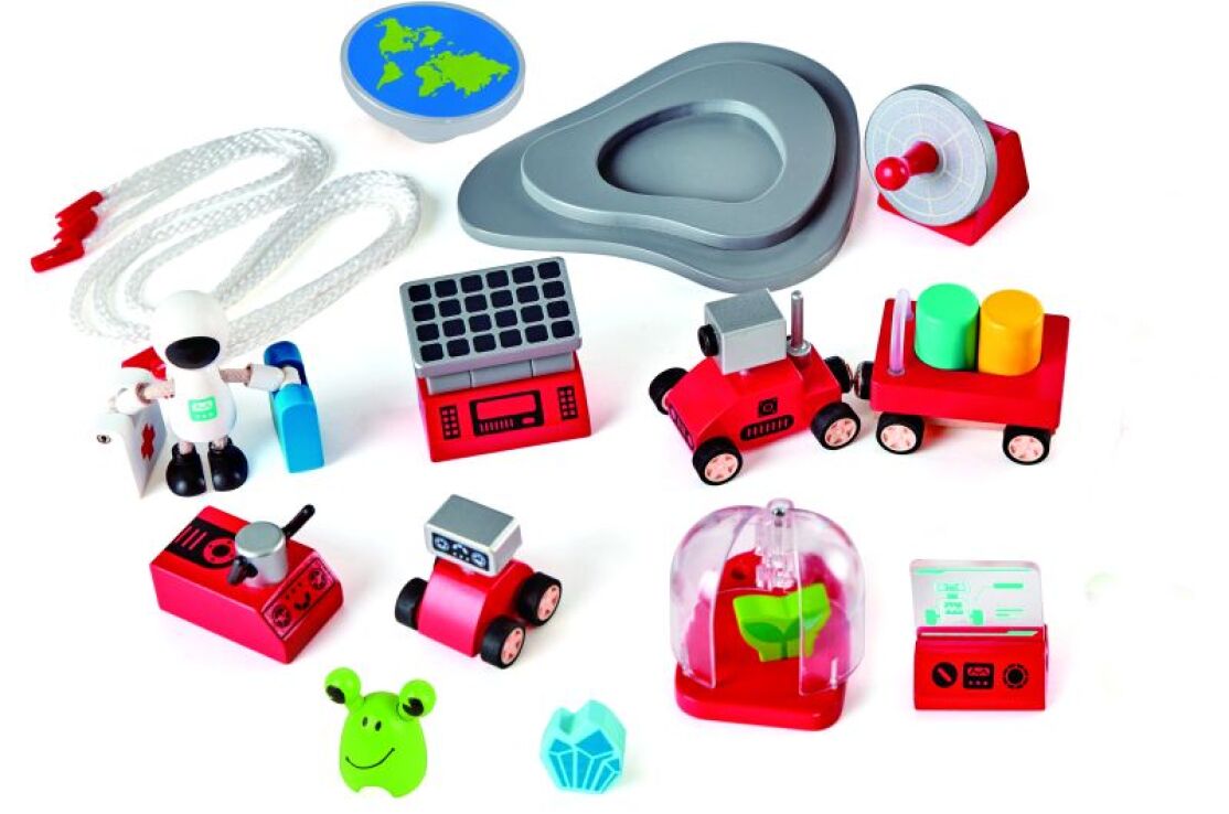 Hape Early Explorer Ξύλινο Διαστημόπλοιο Four-Stage Rocket Ship (E3021A) (1)