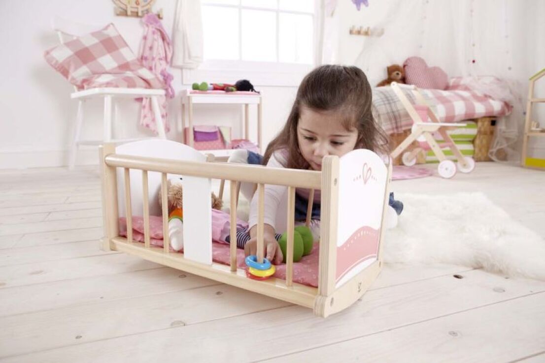 Hape Happy Doll Furniture Ξύλινο Λίκνο Κούκλας Rock-A-Bye (E3601A) (2)
