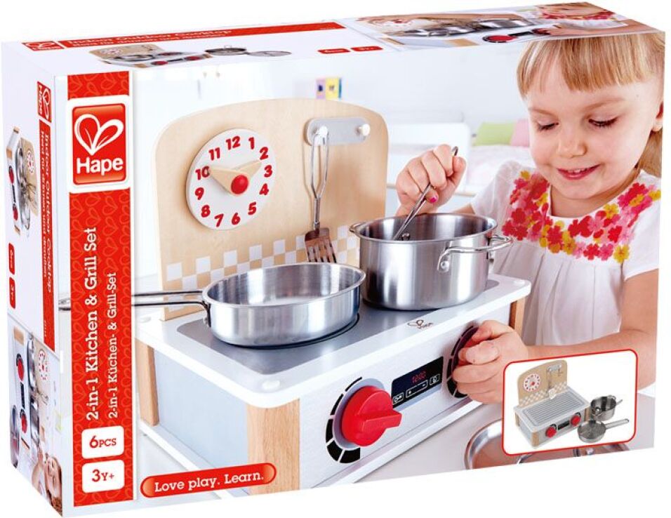Hape Playfully Delicious Ξύλινη Κουζίνα & Grill Set 2 in 1 (E3151A) (1)