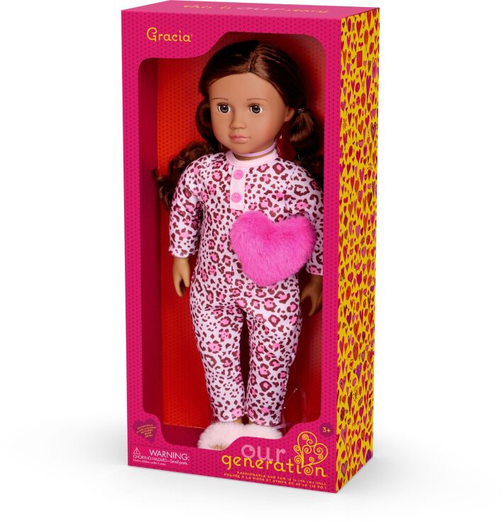 Our Generation Κούκλα Gracia With Leopard Pijama & Heart Pillow (BD31739Z) (1)