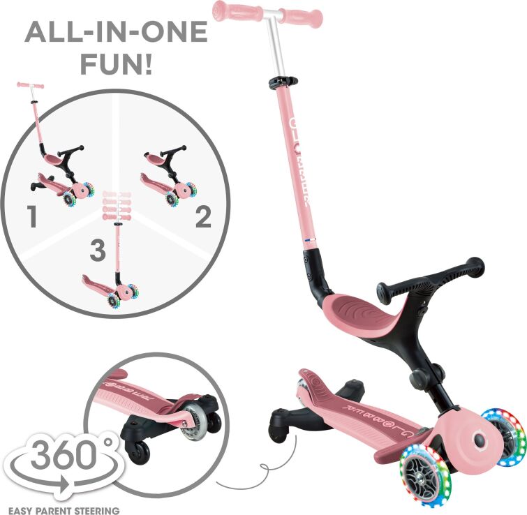 Globber Scooter Foldable Go.Up Active Lights 360 Pastel Pink (749-310) (9)
