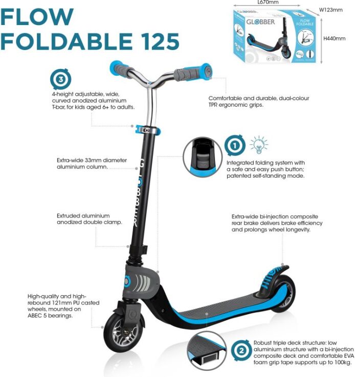 Globber Πατίνι Foldable Flow 125 Black-Red (473-102) (10)