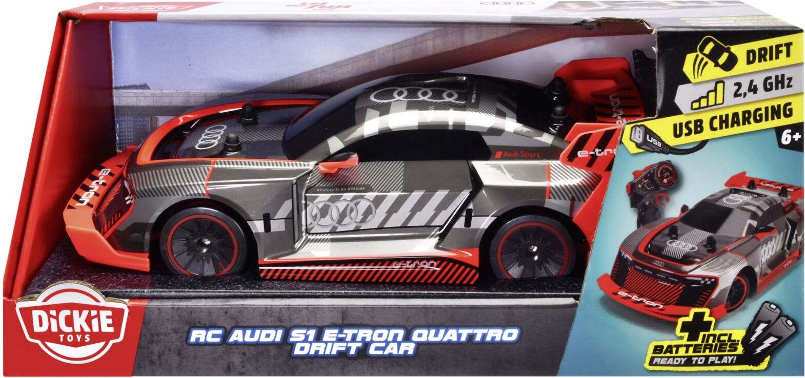 Dickie Τηλεκατευθυνόμενο Audi S1 E-Tron Quatro Drift Car 30cm RTR 1:16 (201106011) (1)