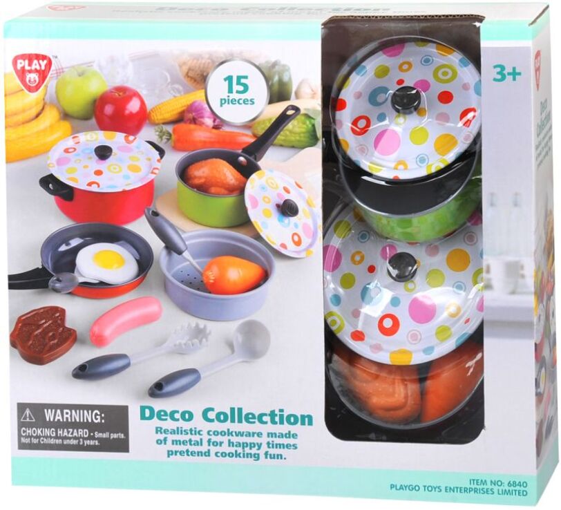 Playgo Μεταλλικό Σετ Κουζινικών Deco-15Τμχ (6840) (1)