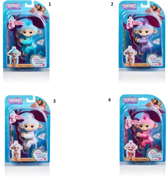 WowWee Fingerlings Glitter Monkey-4 Σχέδια (3760A) (1)