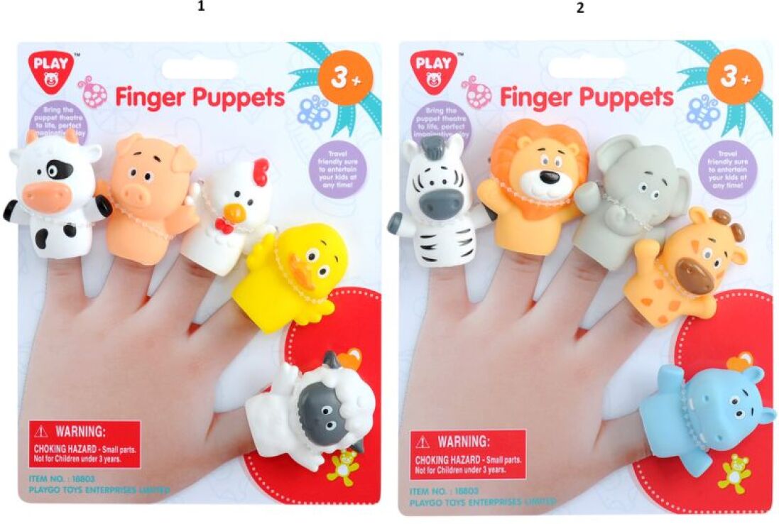 Playgo Ζωάκια Happy Finger Puppets - 2 Σχέδια (1880) (1)