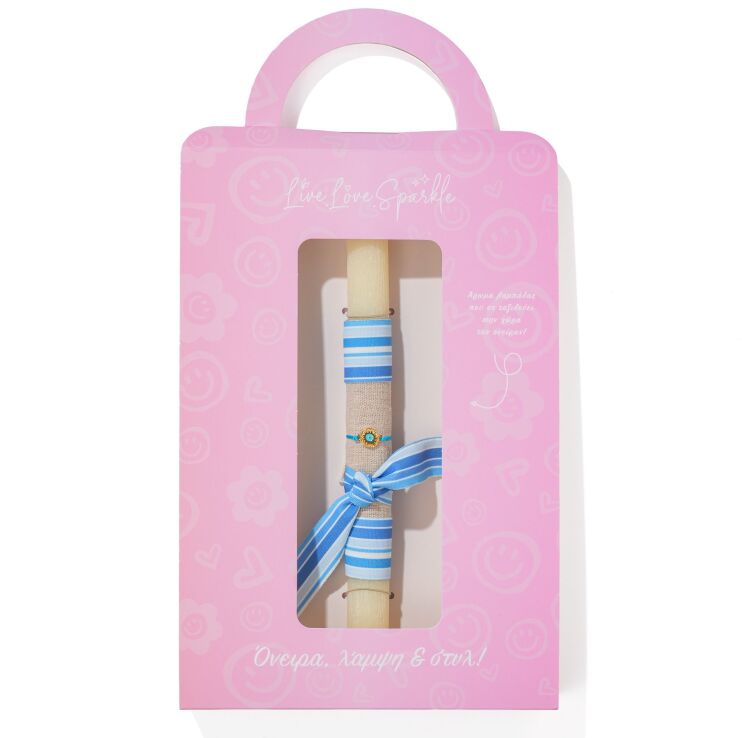 Λαμπάδα Βραχιόλι Επίχρυσο Ματάκι Με Γαλάζιο Σμάλτο 1.2cm (ML26008) (0)