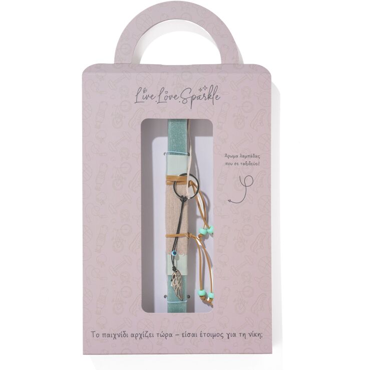 Λαμπάδα Δερμάτινο Μπρελόκ Gun Metal Φτερό 3.6cm (ML26056) (0)