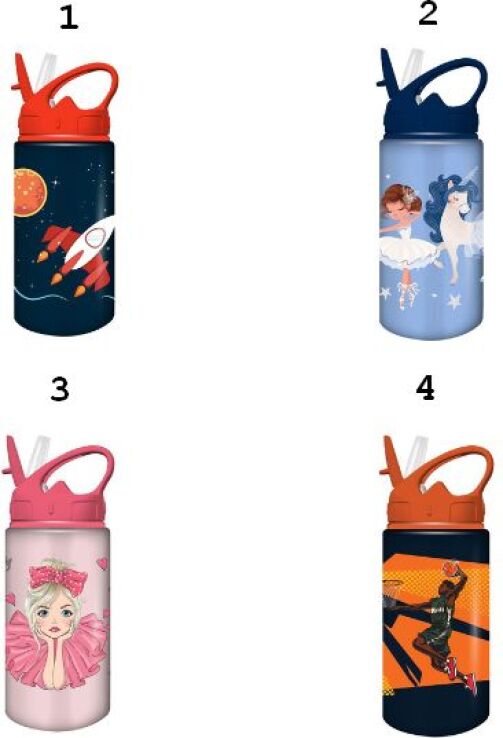 Must Παγούρι Αλουμινίου Με Καλαμάκι 500ml-4 Σχέδια (000586450) (1)