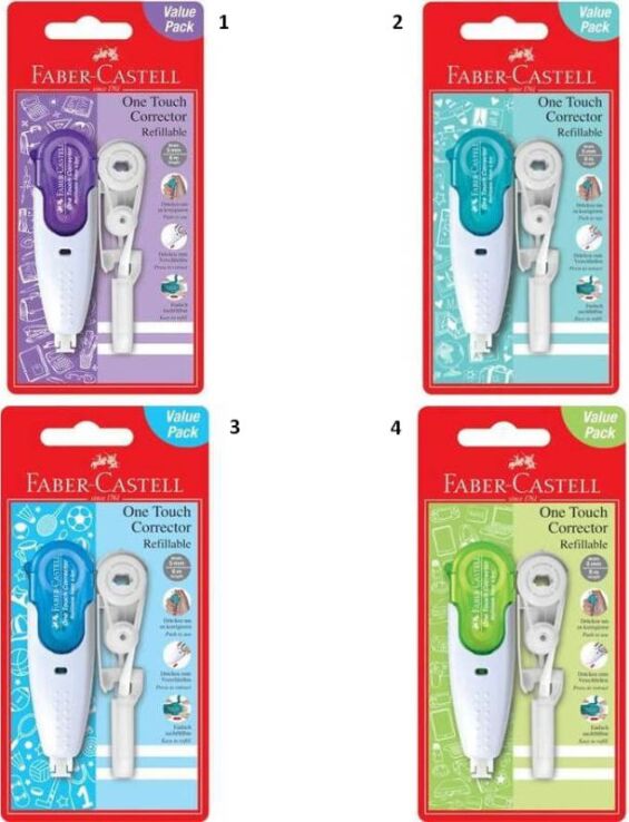 Faber Castell Διορθωτική Ταινία Με Κουμπί & Ανταλακτικό - 4 Σχέδια (12310979) (1)