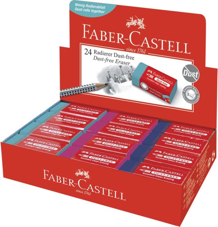 Faber Castell Γόμα Dust Free Mεσαία Με Sleeve - 3 Χρώματα (12309815) (1)
