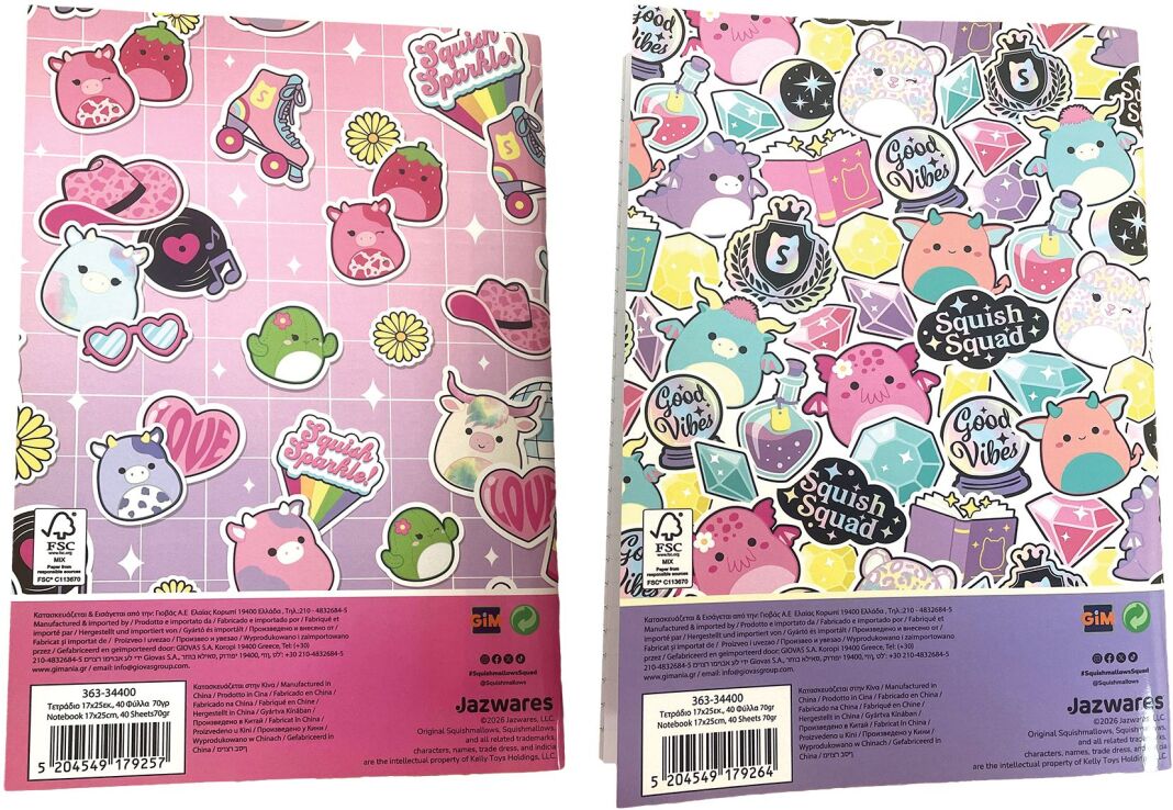 Squishmallows Τετράδιο 17X25-2 Σχέδια-1Τμχ (363-34400) (1)