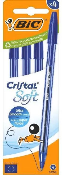 Bic Στυλό Cristal Soft Μπλε-4Τμχ (516341) (0)