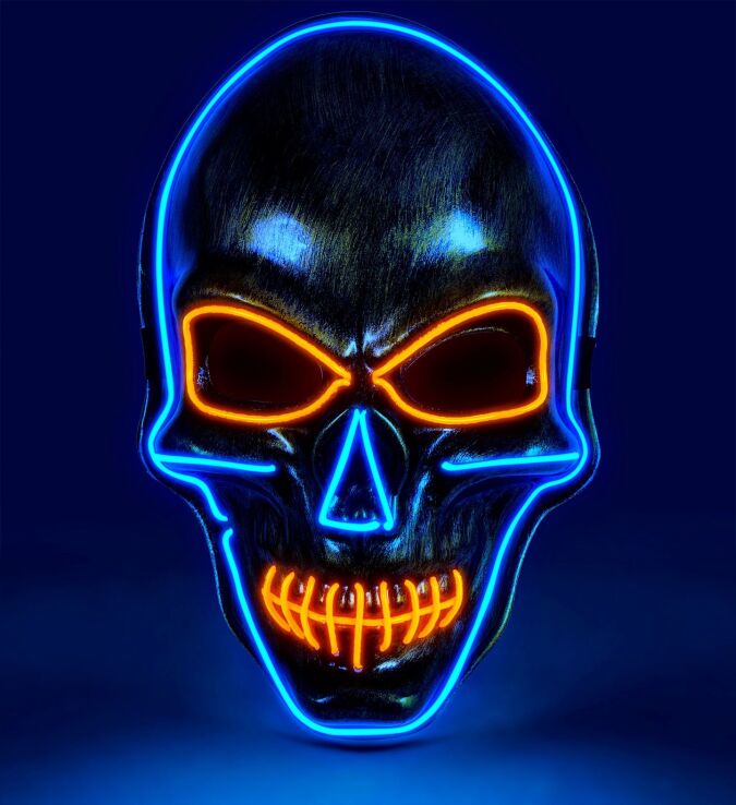 WM Μάσκα Colored Led Νεκροκεφαλή Χρυσή (30335) (1)