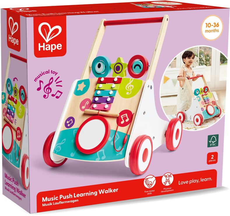 Hape Early Melodies Ξύλινο My First Musical Walker (E0383A) (1)