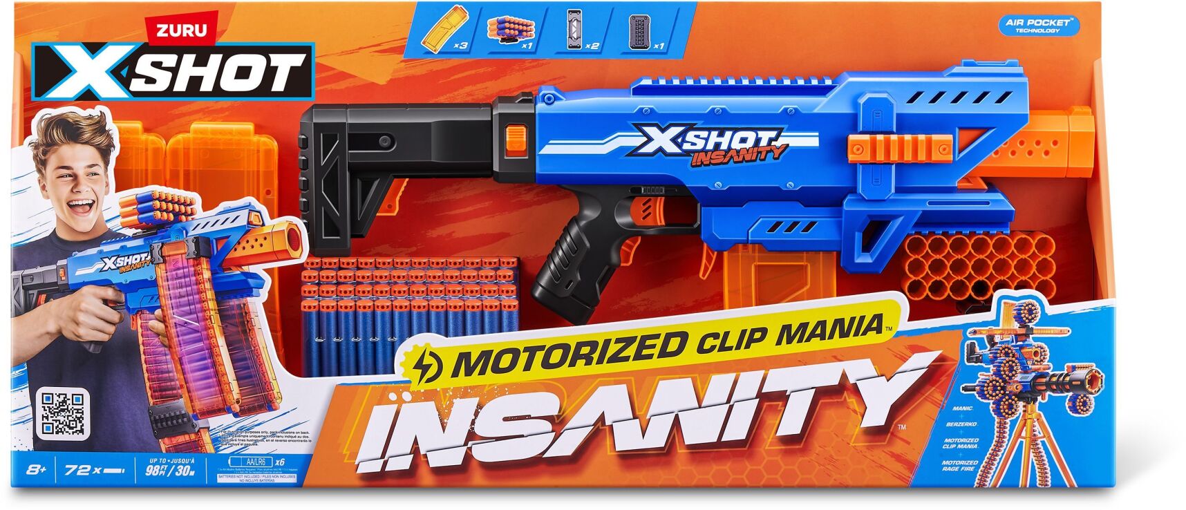 Zuru X-Shot Insanity Motorised Clip Mania 72 Darts (36786) (1)