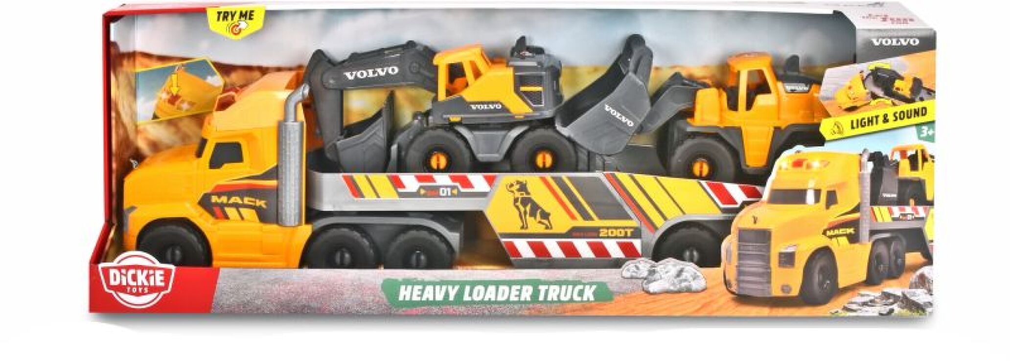 Dickie F/W Σετ Όχημα Mack/Volvo Heavy Loader Truck+2 Αυτοκίνητα 70cm (203729012) (1)