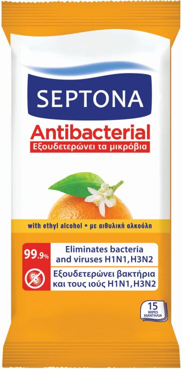 Septona Αντιβακτηριδιακά Μαντηλάκια Refresh Άνθος Πορτοκαλιού-15Τμχ (1108030015044) (0)