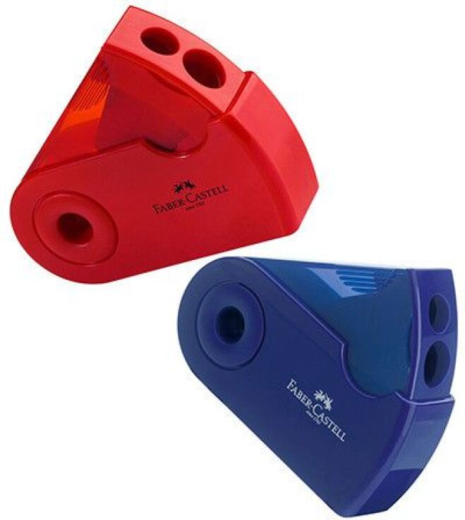 Faber Castell Ξύστρα Sleeve Διπλή Κόκκινη/Μπλε-1Τμχ (12307287) (1)