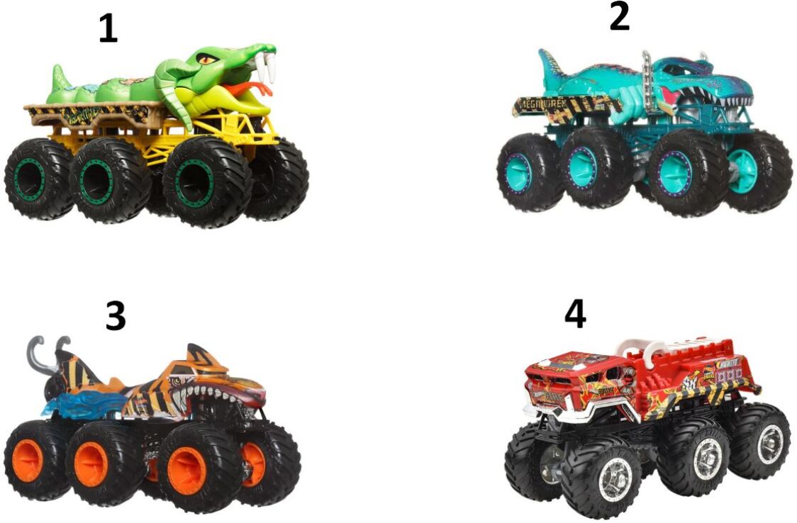 Hot Wheels Monster Trucks Νταλίκες 1:64-4 Σχέδια (HWN86) (1)