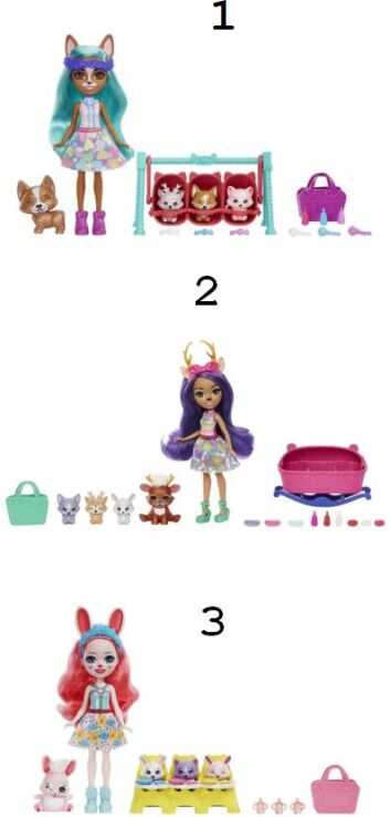 Enchantimals baby Bffs-Κούκλα & Ζωάκια Φιλαράκια Με Έκπληξη-3 Σχέδια (HLK83) (1)