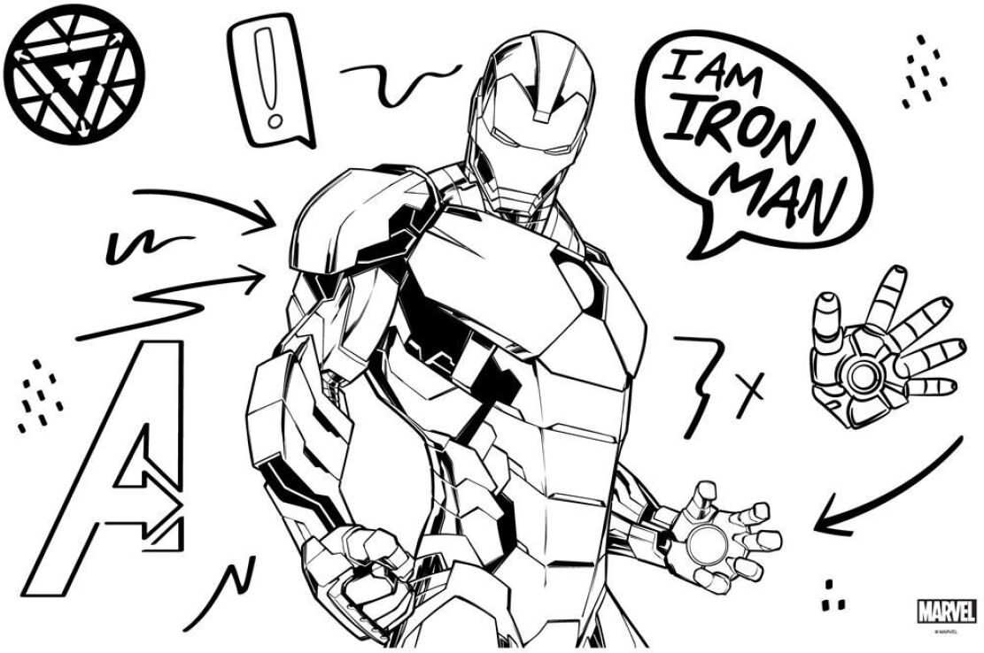 Iron Man Μπλοκ Ζωγραφικής 23x33 40 Φύλλων Με Αυτοκόλλητα Στένσιλ-2 Σχέδια-1 Τμχ (000506363) (3)