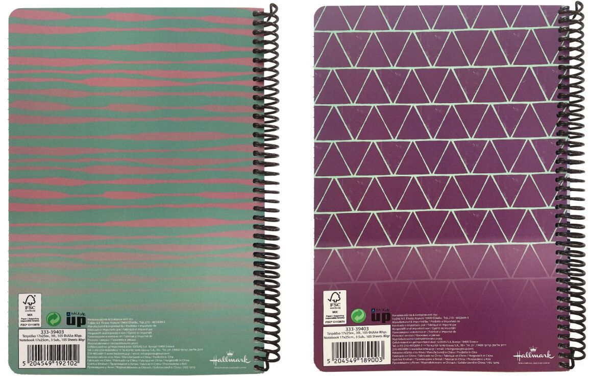 Hallmark Monochrome-Lines Τετράδιο 17X25 Σπιράλ 3 Θεμάτων 105 Φύλλων-2 Σχέδια (333-39403) (1)