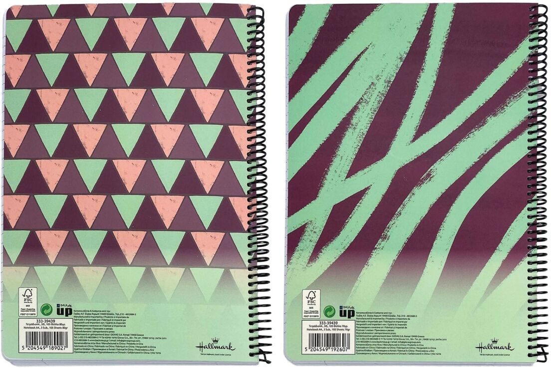 Hallmark Pattern-Diagonal Τετράδιο A4 Σπιράλ 3 Θεμάτων 105 Φύλλων-2 Σχέδια (333-39439) (1)