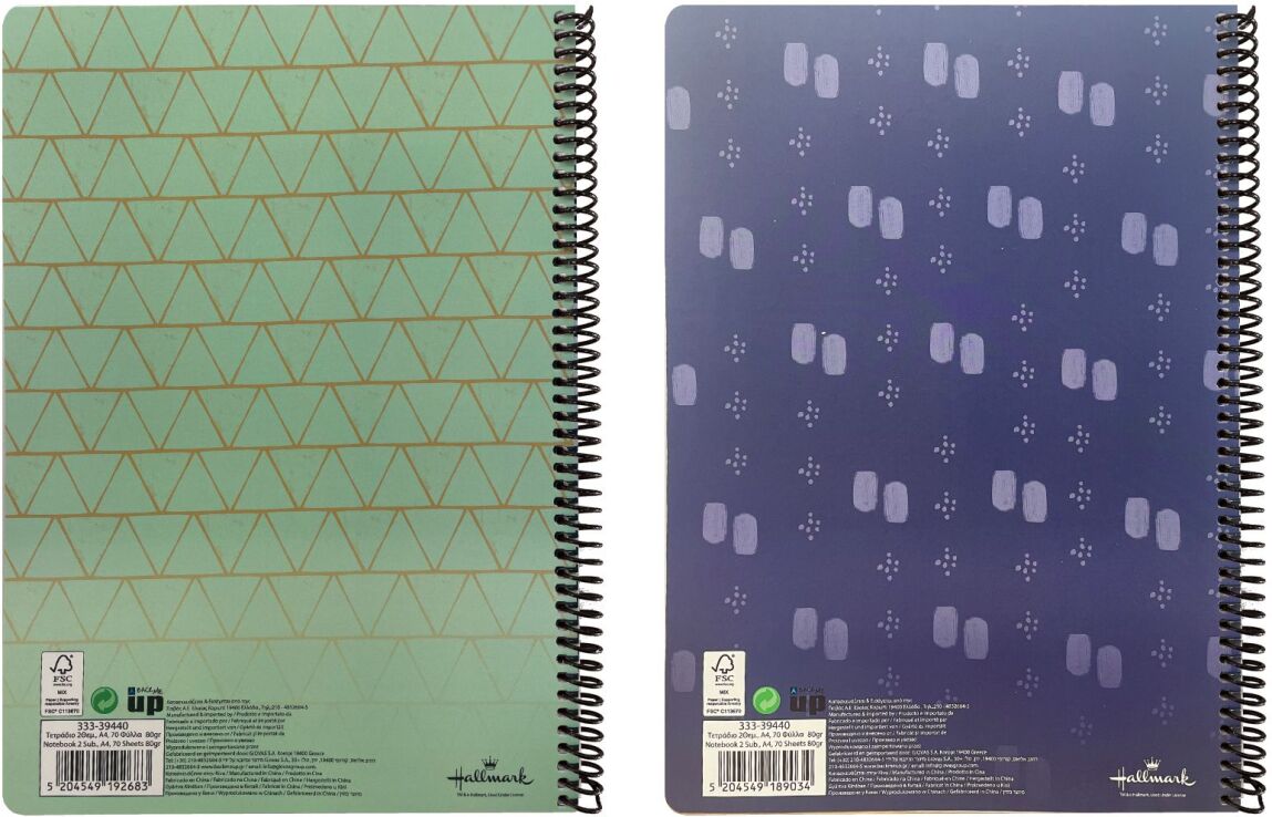 Hallmark Blue-Green Τετράδιο A4 Σπιράλ 2 Θεμάτων-2 Σχέδια (333-39440) (1)