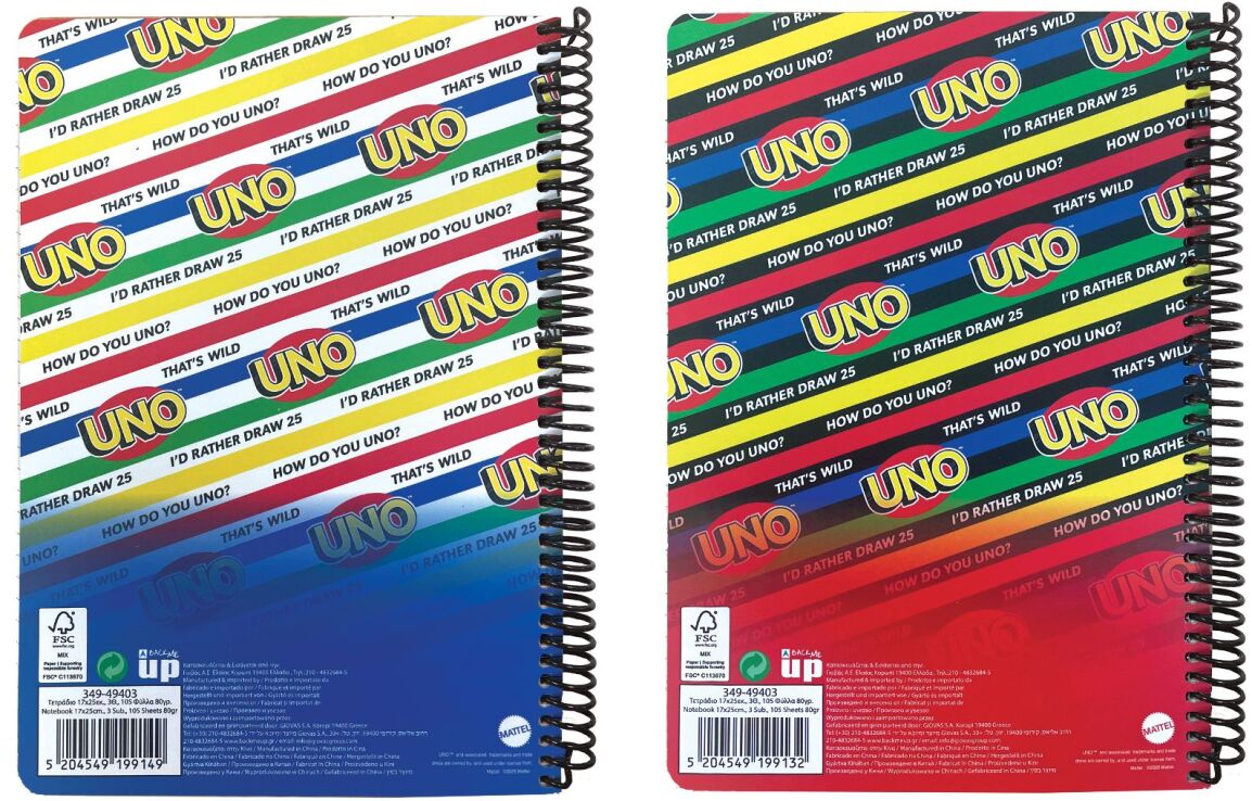 Uno Bad Hand-Game Night Τετράδιο 17X25 Σπιράλ 3 Θεμάτων 105 Φύλλων-2 Σχέδια (349-49403) (1)