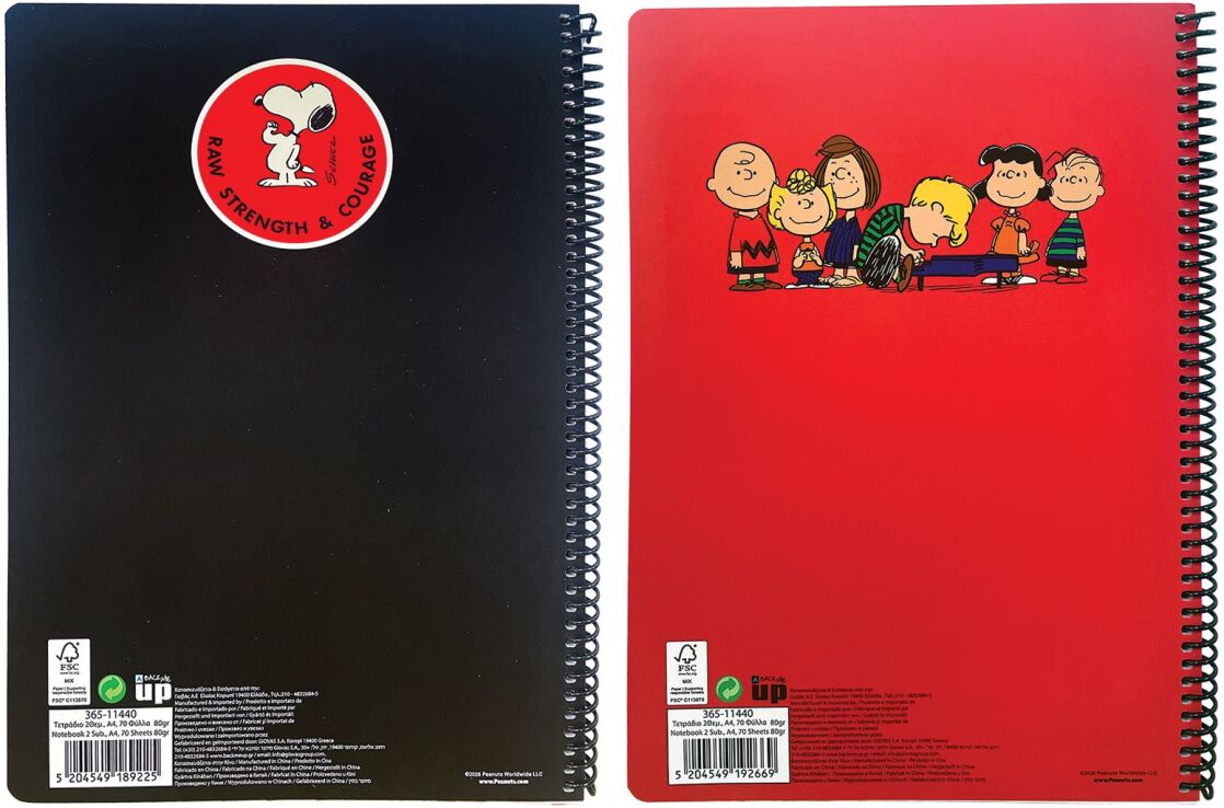 Peanuts Red-Black Τετράδιο A4 Σπιράλ 2 Θεμάτων-2 Σχέδια (365-11440) (1)