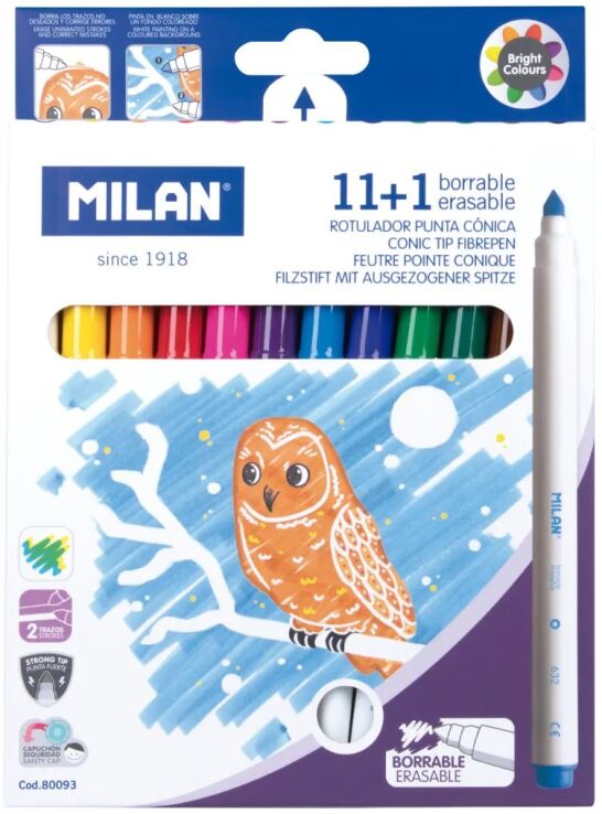 Milan Μαρκαδόροι & Μαρκαδόρος Erasable 11+1Τμχ (325-00352-80093) (0)