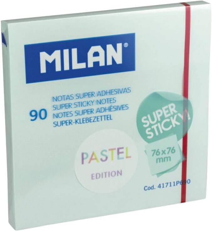 Milan Αυτοκόλλητα Χαρτάκια Σημειώσεων Super Sticky 76x76mm Pastel Blue (325-01107-41711P690) (0)