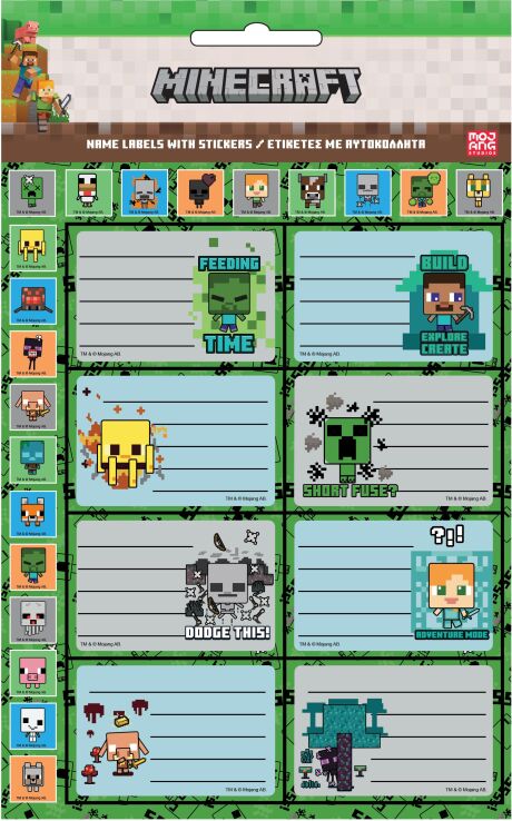 GIM Ετικέτα Με Αυτοκόλλητα 2Τμχ Minecraft (775-70049) (0)