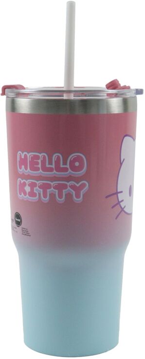 GIM Ποτήρι SS Με Καλαμάκι 520ml Hello Kitty (557-97221) (2)