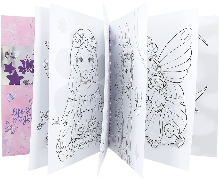 Top Model Μπλοκ Ζωγραφικής W/Sequins Fairy Love Colouring Book (D12976) (2)