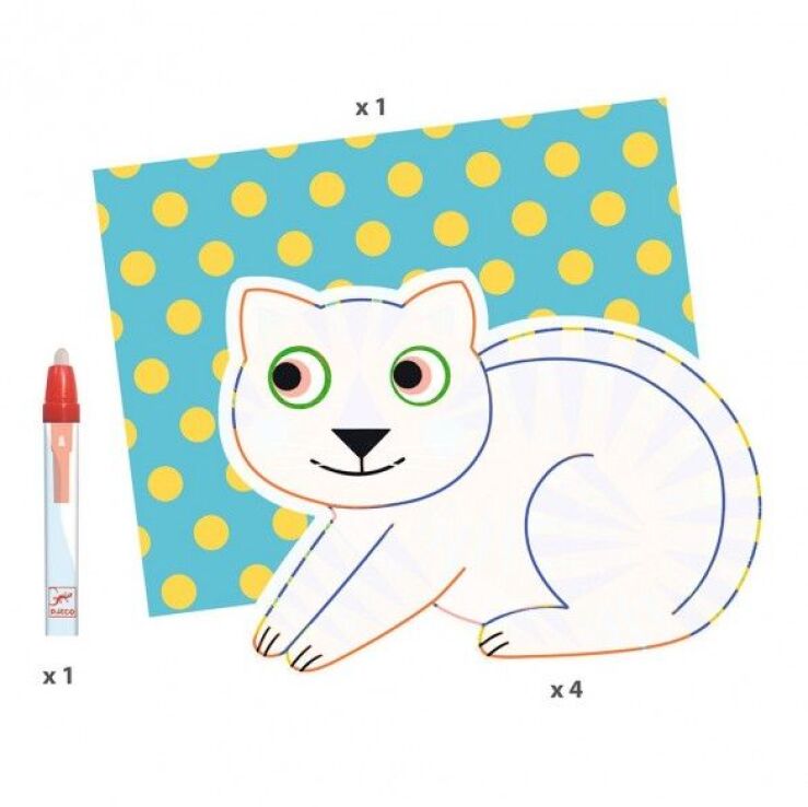 Djeco Μαγική Ζωγραφική Με Μαρκαδόρο Με Νερό-Πολύχρωμα Ζωάκια (176-09068) (3)